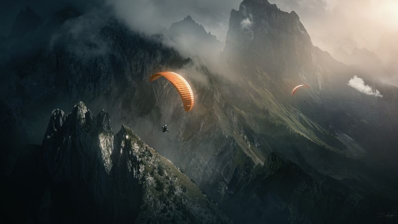 la nature, Skydiver, paysage, planète, Terre, Collines la nature, Skydiver, paysage, planète, Terre, Collines