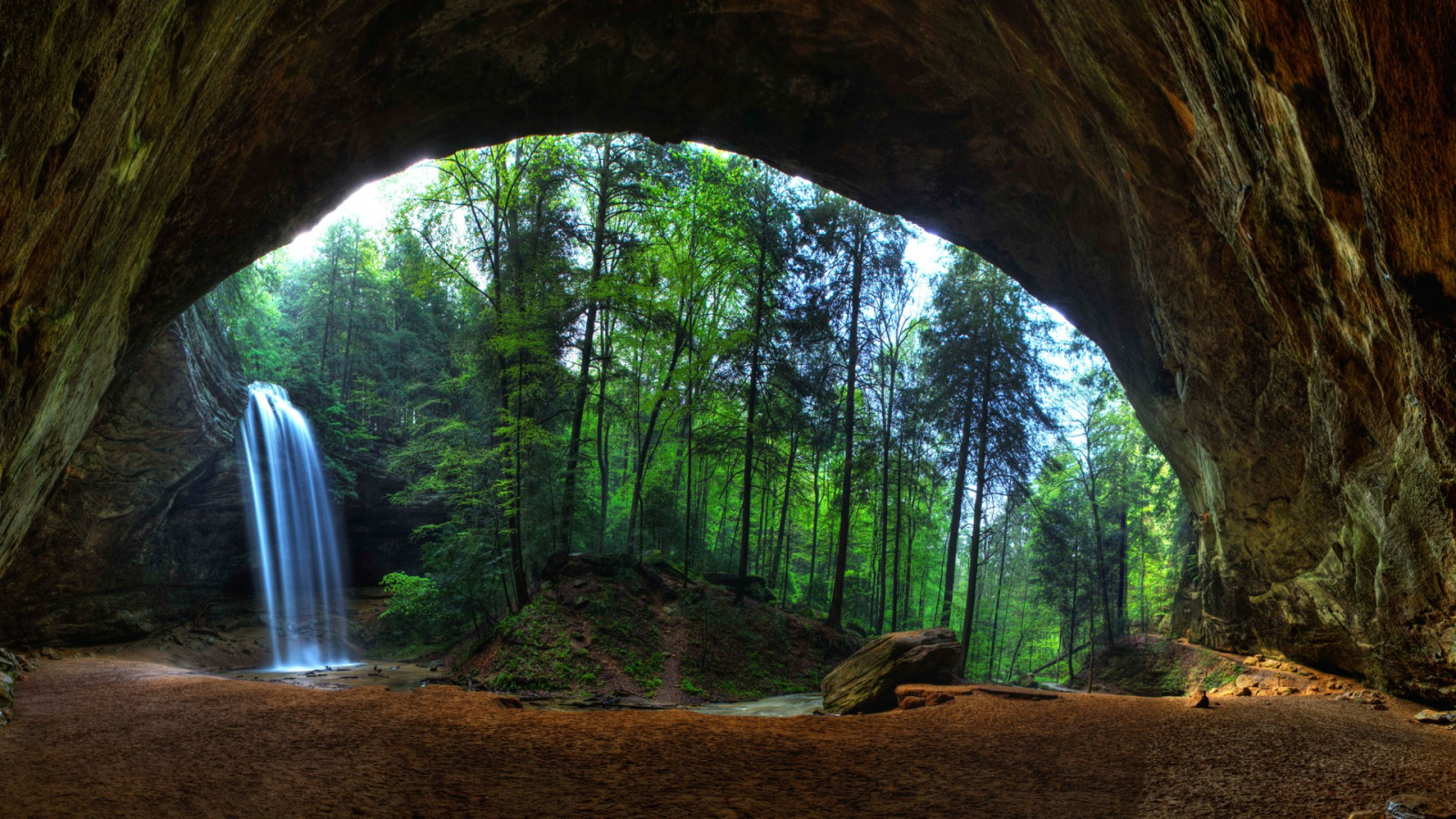 luce del sole, alberi, paesaggio, foresta, cascata, roccia, natura, sabbia, pietre, l'esposizione a lungo, verde, grotta, arco, giungla, ruscello, Formazione, ambiente naturale, landform, caratteristica geografica