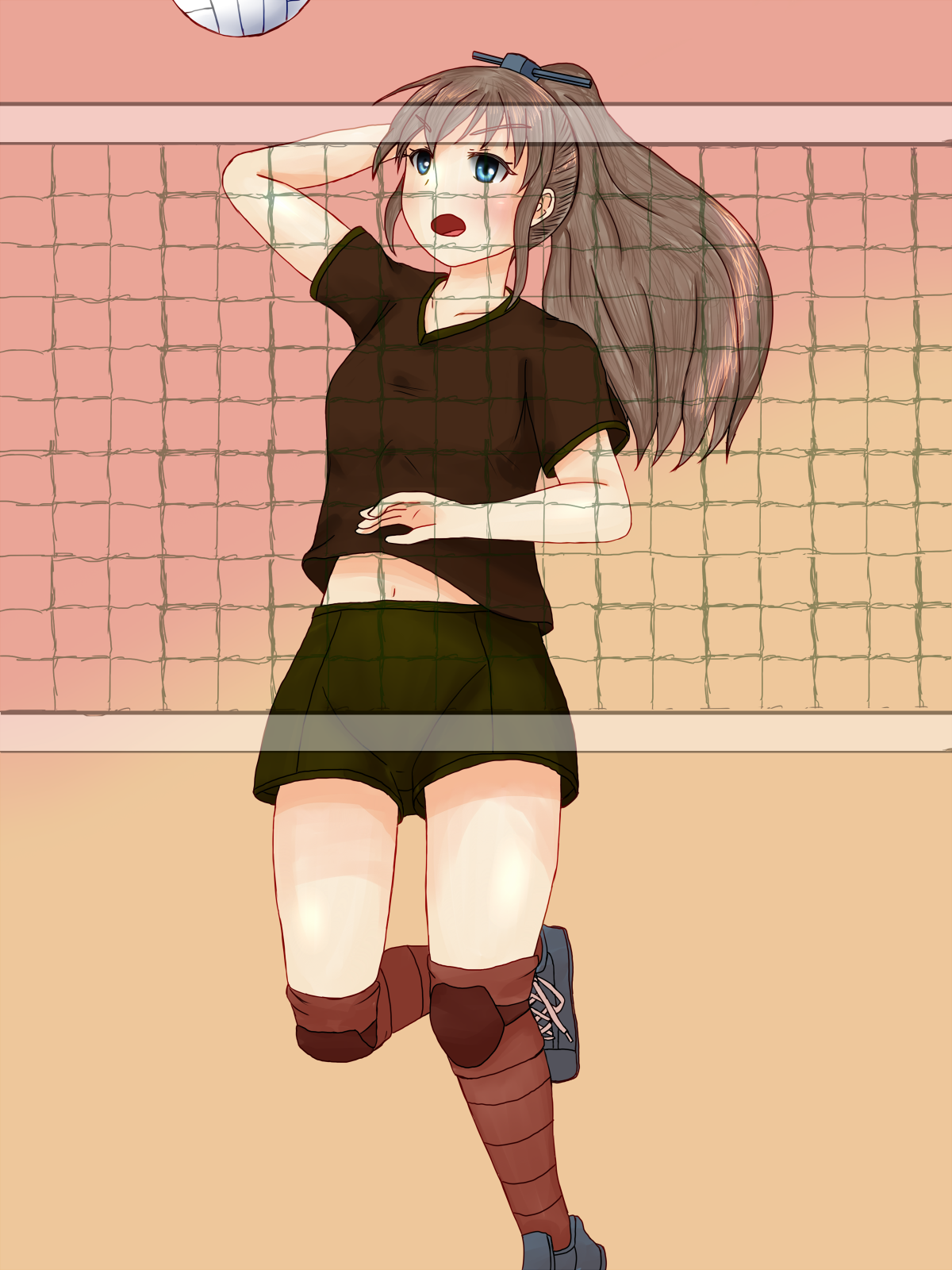 Kumano KanColle, Kantai Koleksi, ekor kuda, si rambut coklat, karya seni, seni digital, karya penggemar, anime, gadis anime
