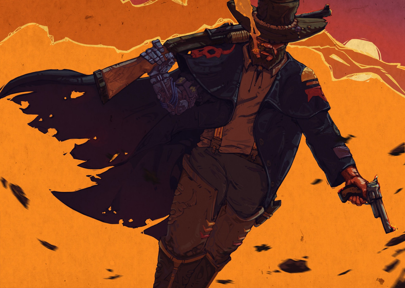 Wallpaper : illustration, artwork, science fiction, orange, cowboys