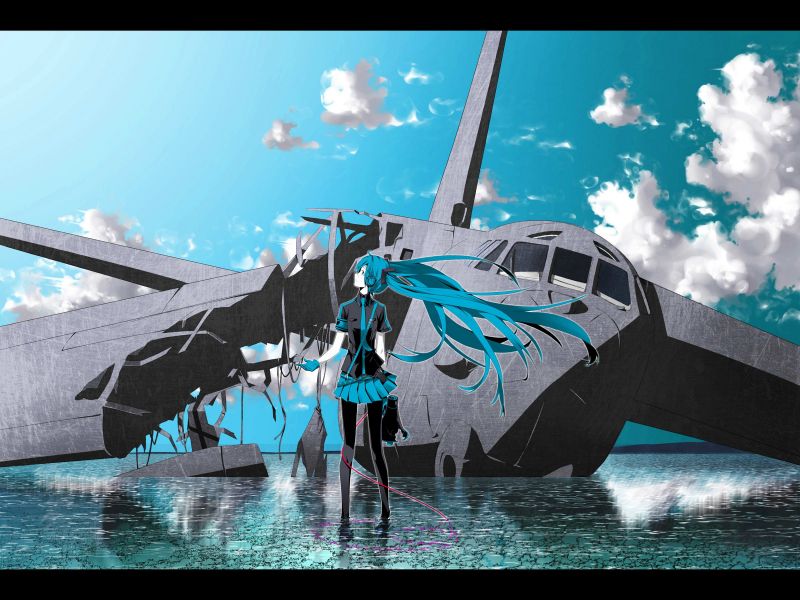 anime, vozidlo, letoun, letadlo, Vocaloid, Hatsune Miku anime, vozidlo, letoun, letadlo, Vocaloid, Hatsune Miku