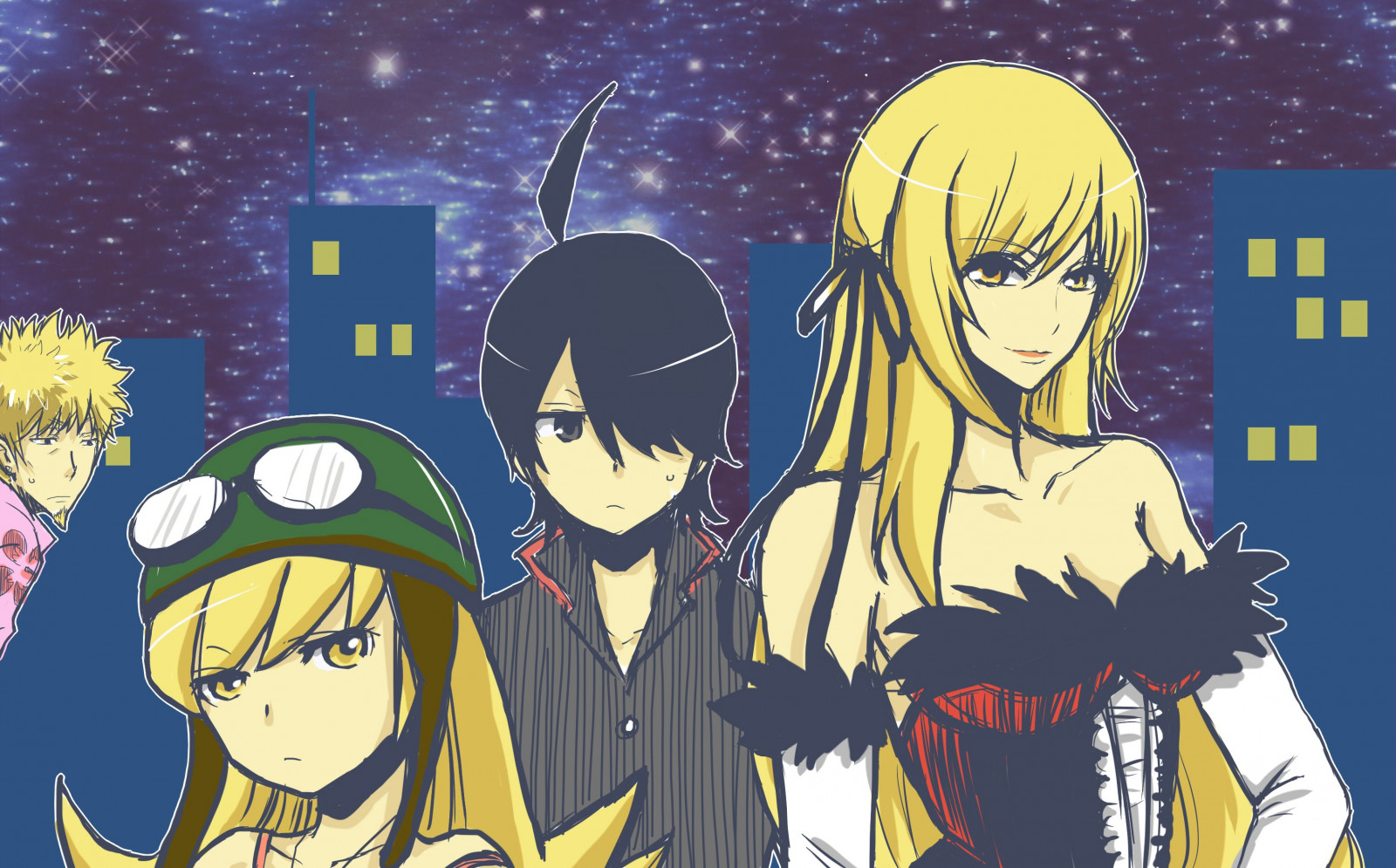 ilustrace, Monogatari Series, anime, Oshino Shinobu, kreslená pohádka, Araragi Koyomi, Oshino Meme, komiks, mangaka, komiks