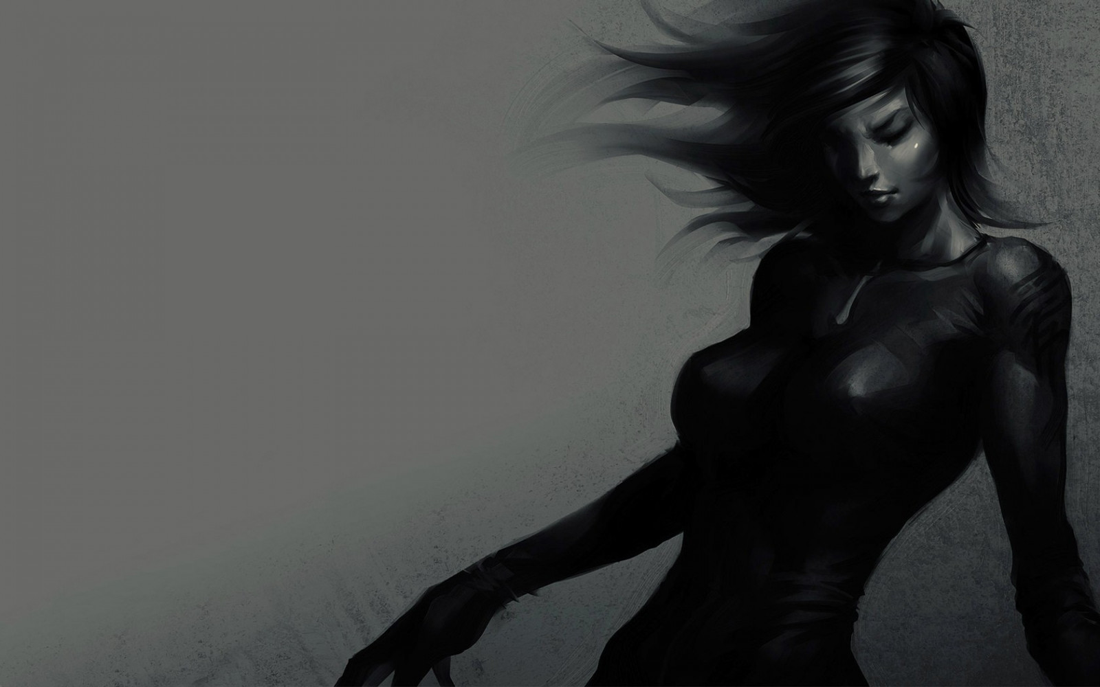 1680x1050 px, งานศิลปะ, มืด, ภาพวาด, เทา, ขาวดำ, ผู้หญิง