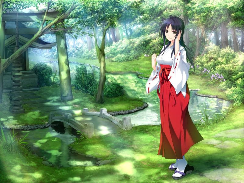 anime, anime girls, nature, jungle, kimono, screenshot anime, anime girls, nature, jungle, kimono, screenshot