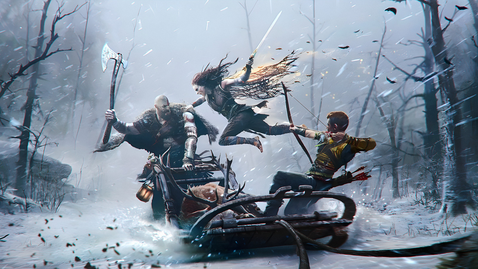 Wallpaper : God of War Ragnar k, 4k, God of War, Kratos, Atreus, Freya