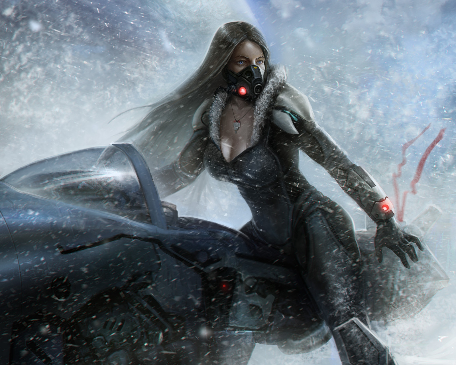 Wallpaper : women, cyberpunk, winter, futuristic, vehicle, artwork ...