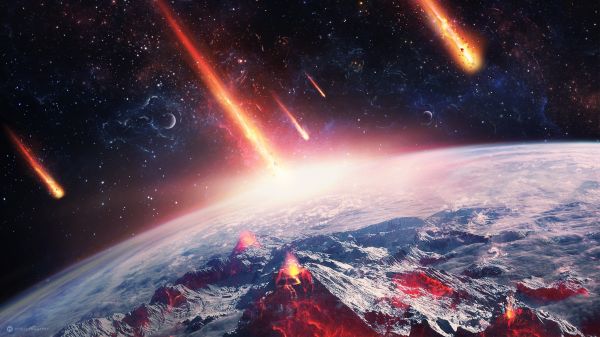 digital art,planet,space,stars,Earth,fire