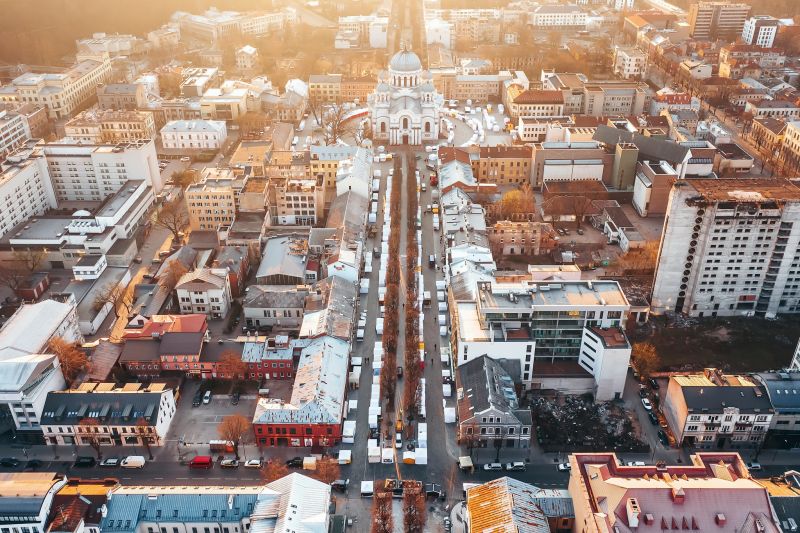 kota, tampak atas, Cityscape, kaunas kota, tampak atas, Cityscape, kaunas