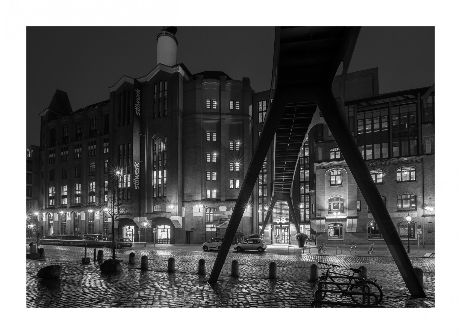 černobílý, město, panoráma města, noc, architektura, voda, budova, odraz, fotografování, večer, město, Hamburg, metropole, Labe, Černý a bílý, longexposure, expozice, tělesné, mezník, BNW, nachts, Stadt, nightshot, fasáda, Nacht, Černý a bílý, monochromatické fotografování, Metropolitní oblast, dlouho, Brücke, Kopfsteinpflaster, Stilwerk, stock photography