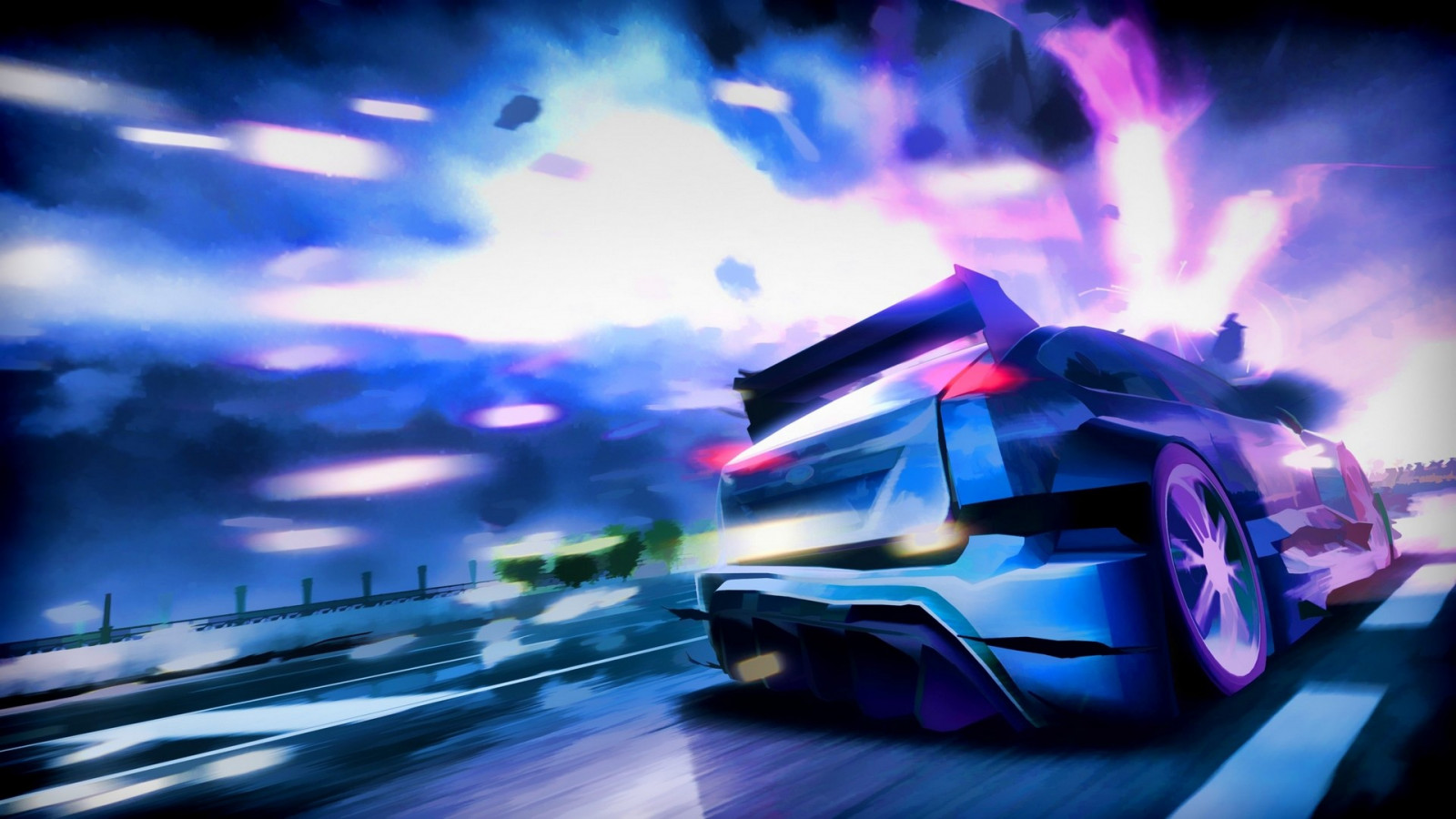 noc, auto, vozidlo, modrý, Brod, ladění, ford focus, světlo, tma, Snímek obrazovky, počítač tapeta