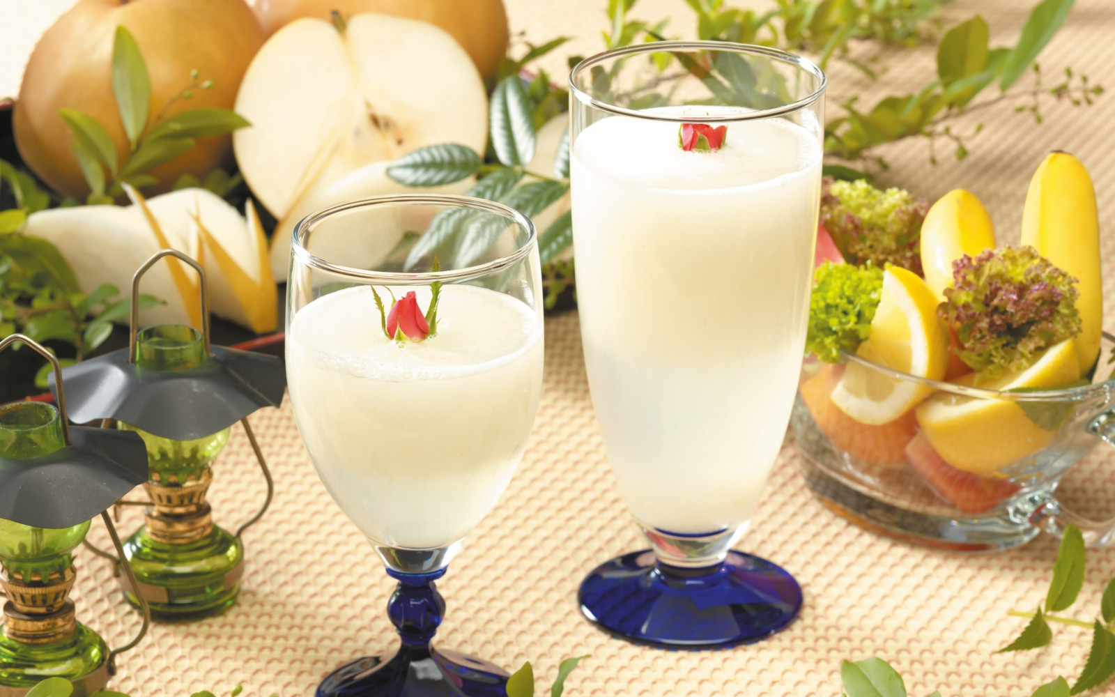 Wallpaper food, fruit, candles, drink, breakfast, dessert, juice