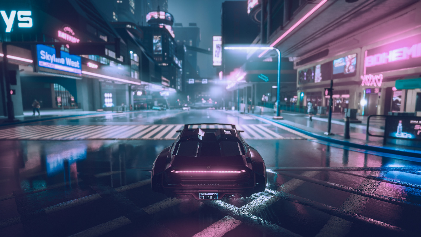 auto, automotive Lighting, vozidlo, infrastruktura, nachový, druh dopravy, architektura, automobilového designu, světlomet, půlnoc, panoráma města, metropole, mezník, elektřina, osobní luxusní automobil, neon, město, silnice, Metropolitní oblast, purpurová, petrolejově modrá, technika, tma, urban area, hry, pruh, ulice, událost, luxusní vůz, střední velikost auta, centrum, grafika, automobilový exteriér, provoz, pc hry, odraz, noc, video game software, elektronický signage, sklenka, symetrie, akční adventura, reklamní, zobrazovací jednotka, doprava, městské auto, asfalt, pěší, stroj