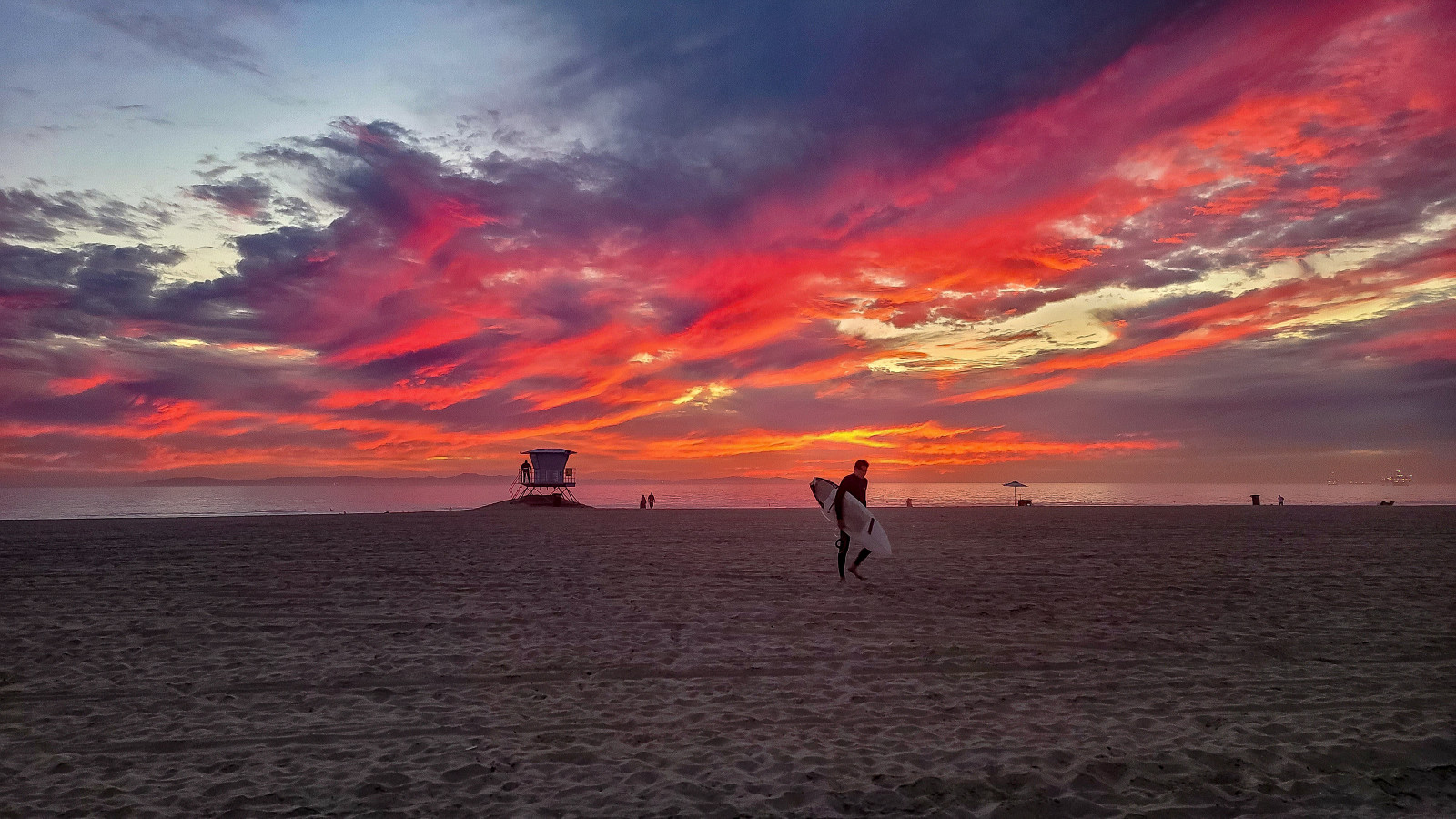 západ slunce, Huntington Beach