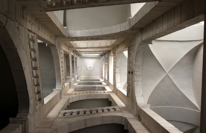 architektura, symetrie, schody, struktura, denní osvětlení, turistická atrakce