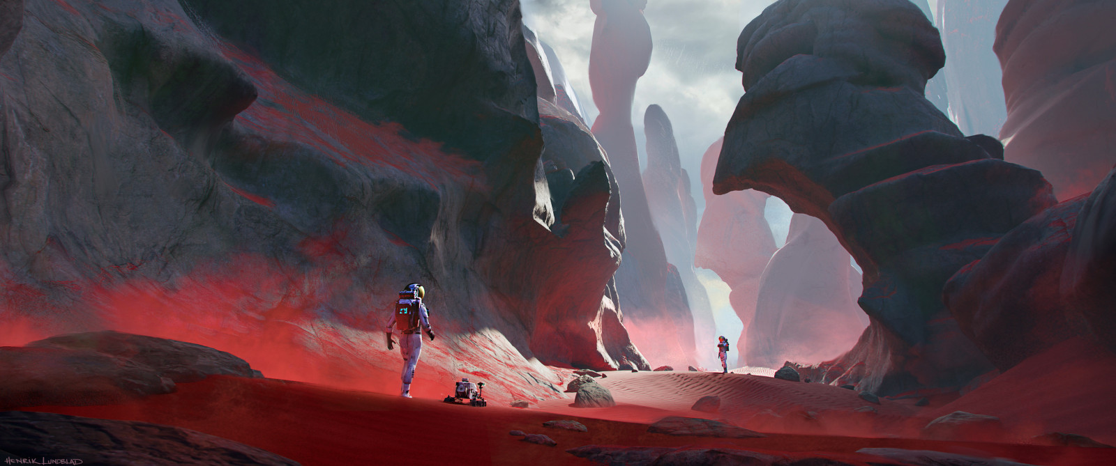 kunstværk, Digital kunst, rumdragt, bjerge