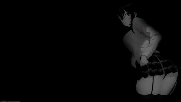 selective coloring,monochrome,black background,simple background,anime girls
