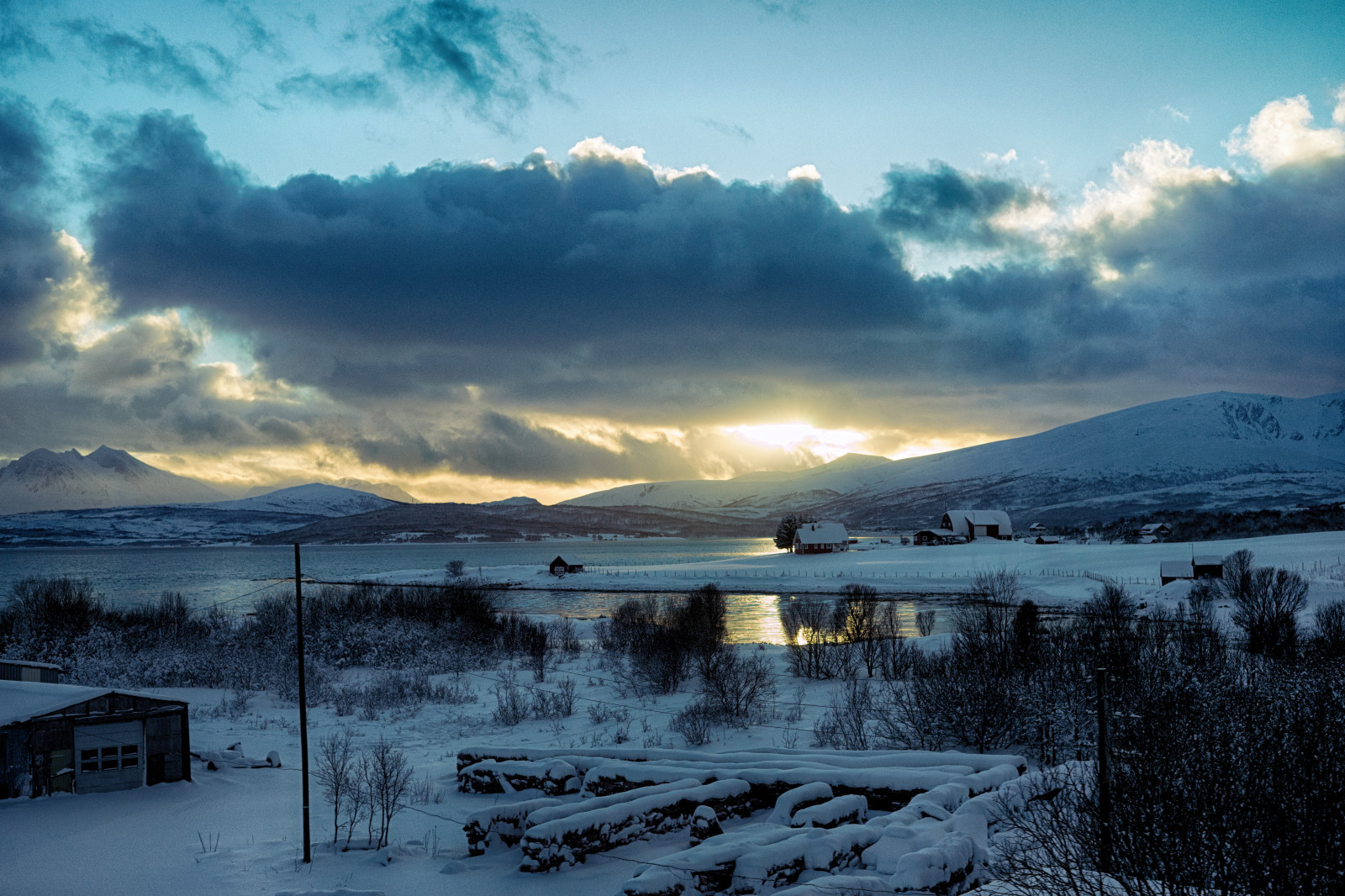 Wallpaper sunlight, landscape, sunset, sea, lake, nature, reflection, sky, snow, winter