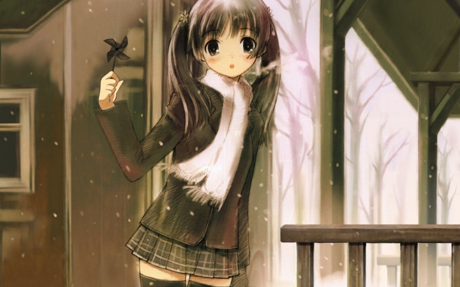 Wallpaper anime, winter, clothing, girl, mangaka, kawata hisashi, r