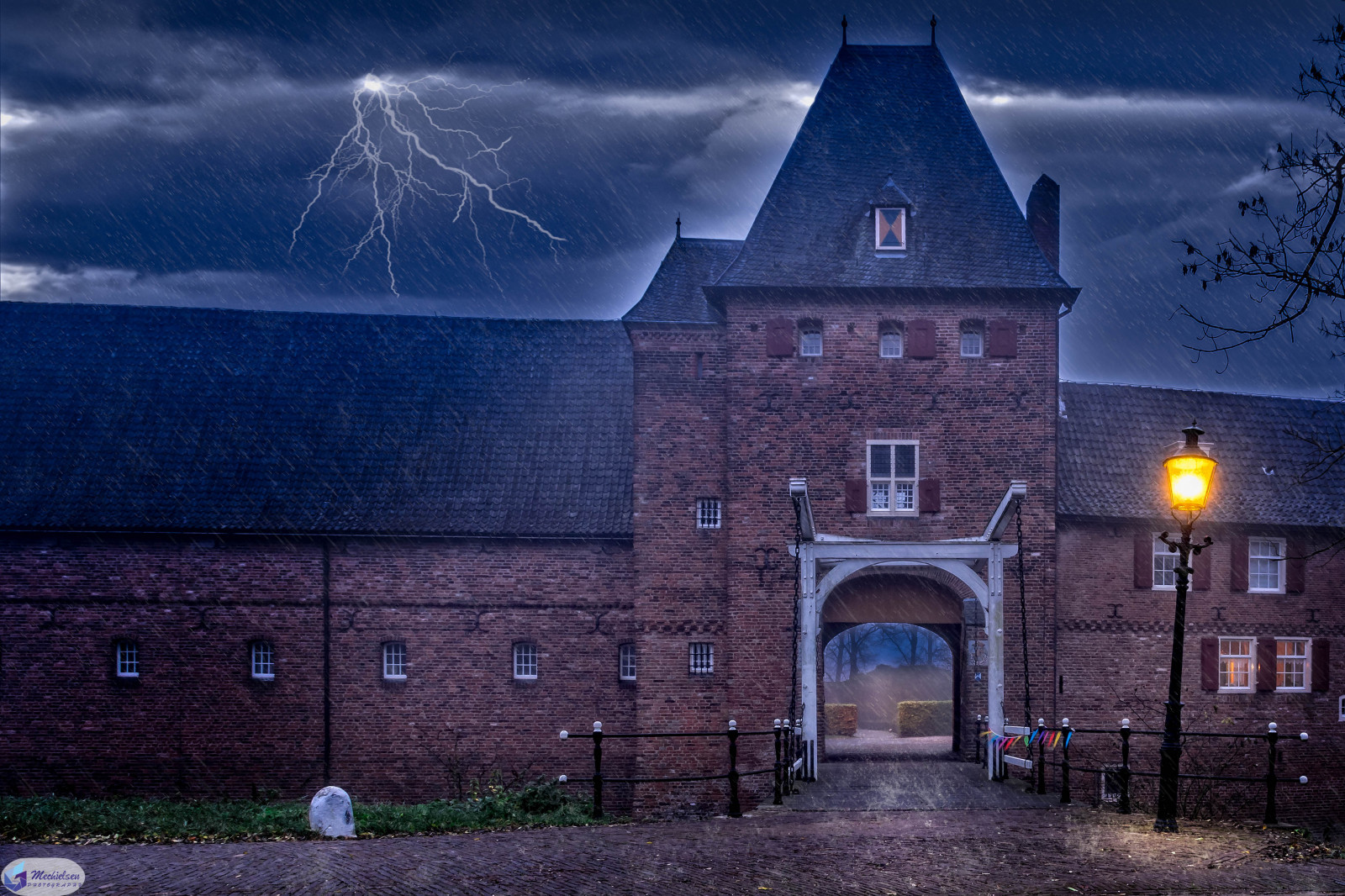 slot, Holland, regn, arkitektur, Europa, Europa, nederland, thenetherlands, lyn, nl, regen, Doorwerth, Kasteel, Gelderland, det, bliksem