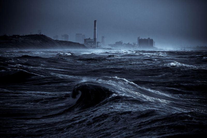 monokrom, hav, shore, storm, natt, tårn monokrom, hav, shore, storm, natt, tårn