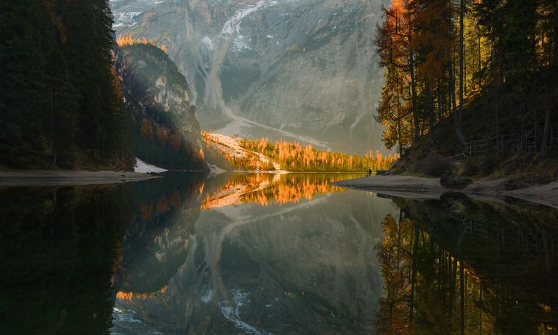paesaggio, montagne, cascata, lago, alberi, autunno paesaggio, montagne, cascata, lago, alberi, autunno