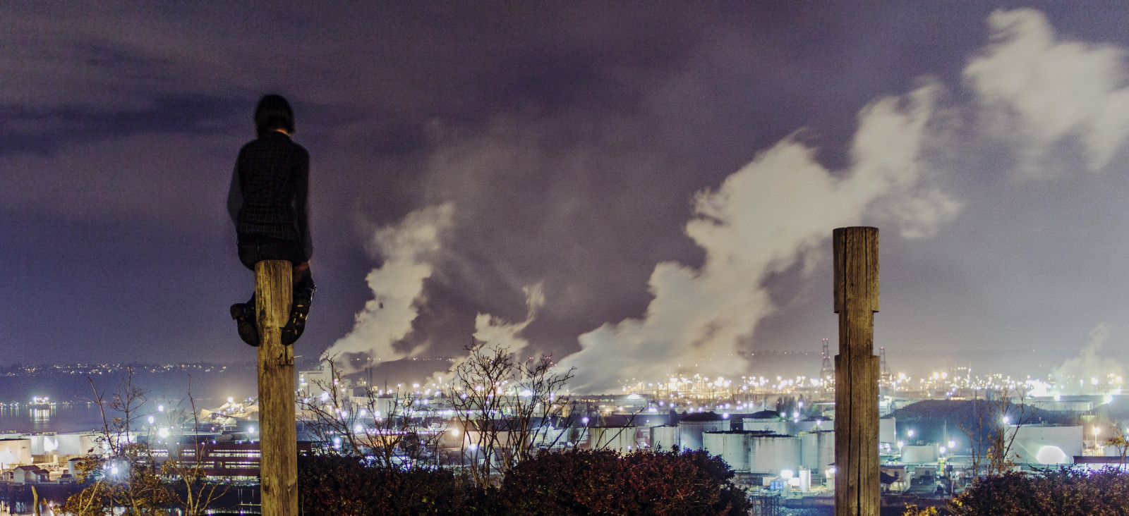 ženy, město, panoráma města, noc, panoráma, mrakodrap, večer, stadión, mrak, mezník