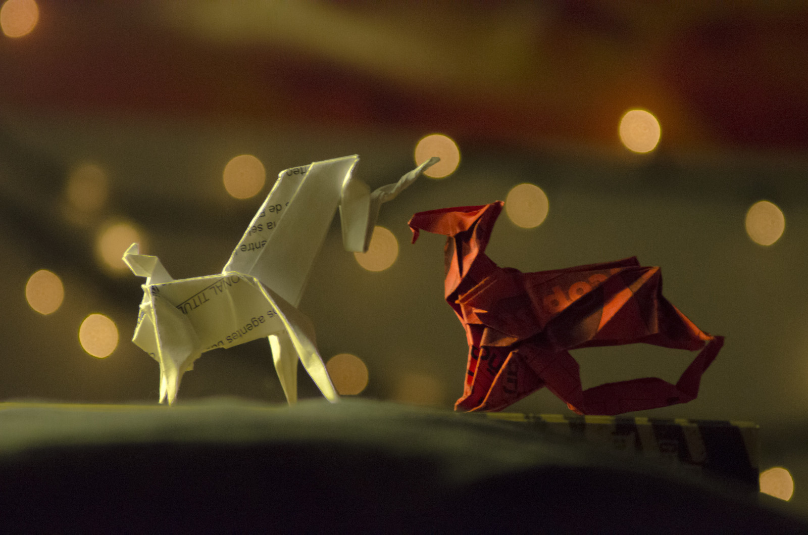 origami, drak, bokeh, snivá hudební kompozice, papel, criaturas, Unicornio