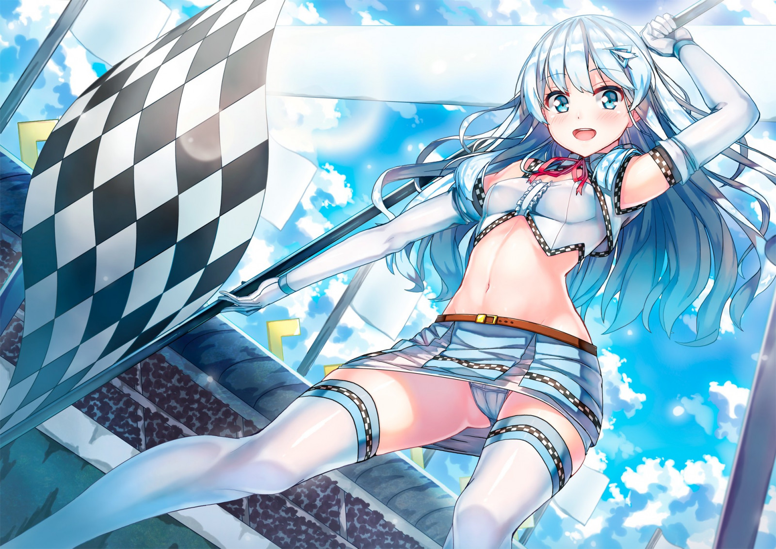 Wallpaper long hair, anime girls, panties, clothing, upskirt, Kuuki