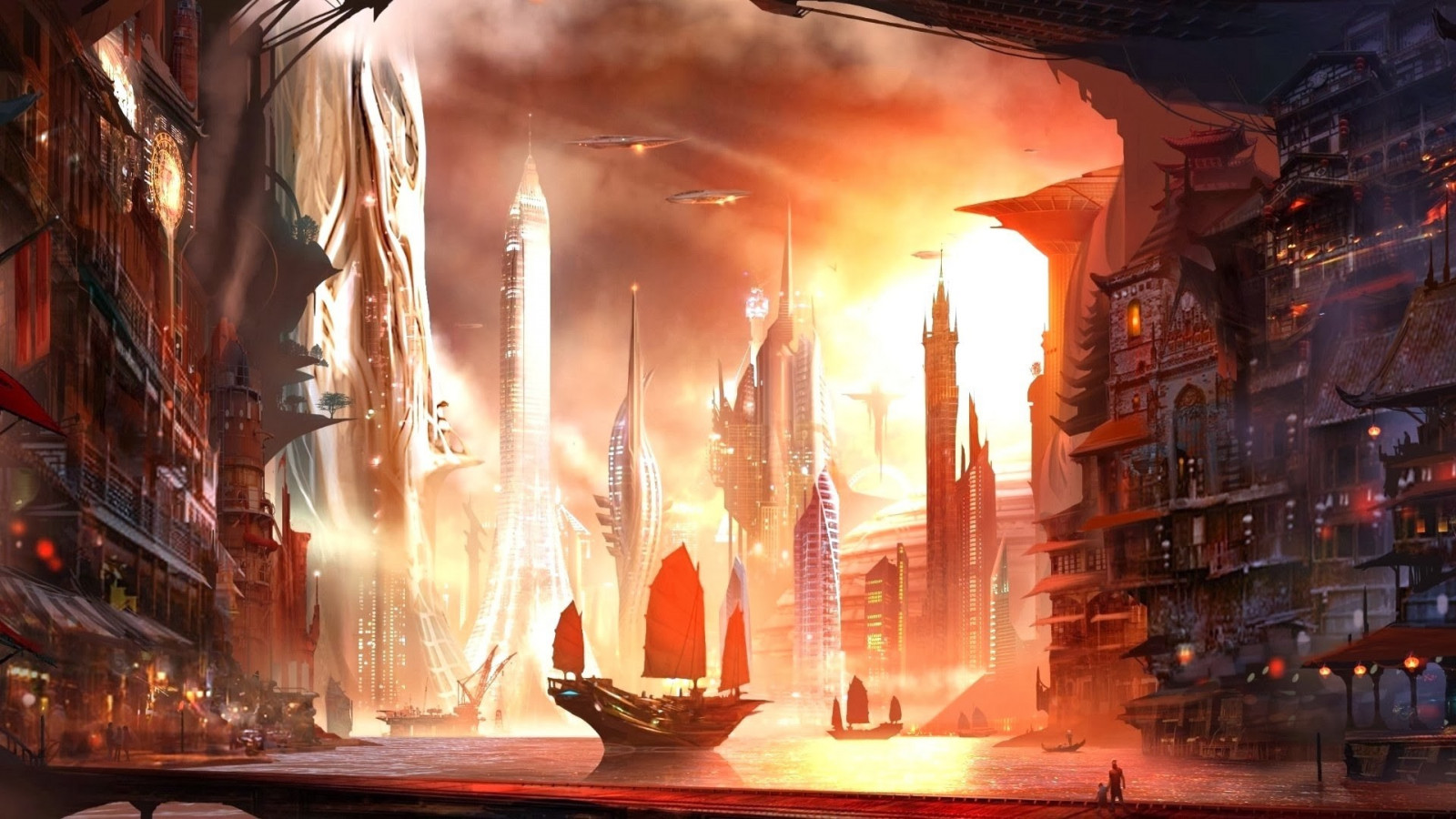 壁纸 都市风景 艺术品 幻想城市 科幻小说 火焰 截图19x1080 Quinny01 9457 电脑桌面壁纸 Wallhere 壁纸库