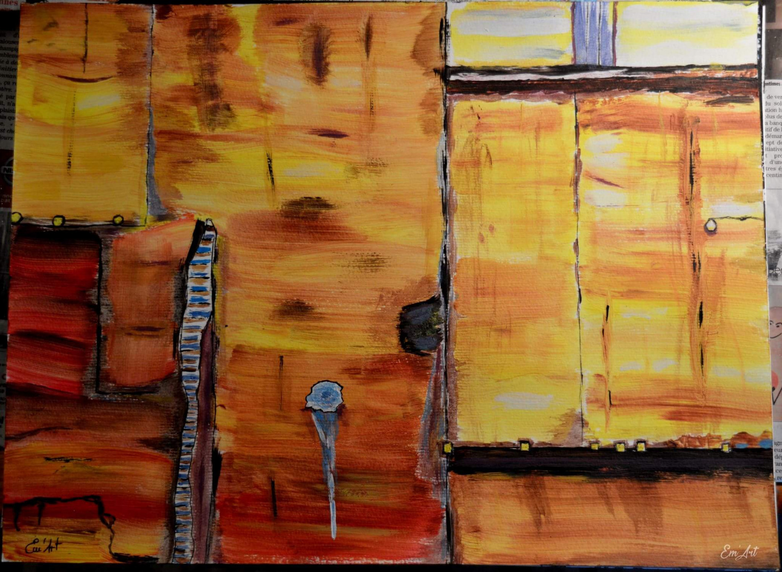 malování, okno, abstraktní, stěna, umělecká díla, dřevo, žlutý, textura, papír, UMĚNÍ, barva, umělec, akryl, materiál, patro, podlaha, dno, mur, couleur, peinture, malíř, žlutá, moderní umění, akrylová barva, abstraktní, EMART, emmanuellebaudry, Akrylátový, tableaux, artistepeintre