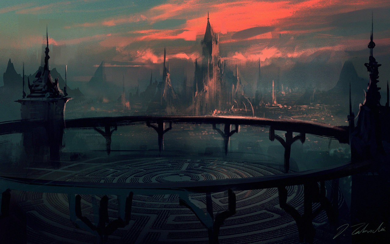 Fantasy kunst, solnedgang, afspejling, køretøj, aften, skumring, spøgelse skib, Darek Zabrocki, mørke, skærmbillede, computer tapet