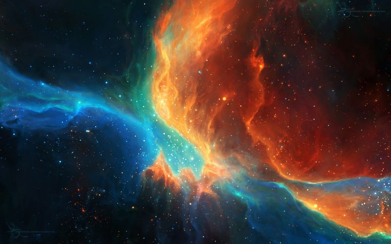1920x1200 px, mlhovina, prostor, space art, oranžový, hvězdy 1920x1200 px, mlhovina, prostor, space art, oranžový, hvězdy