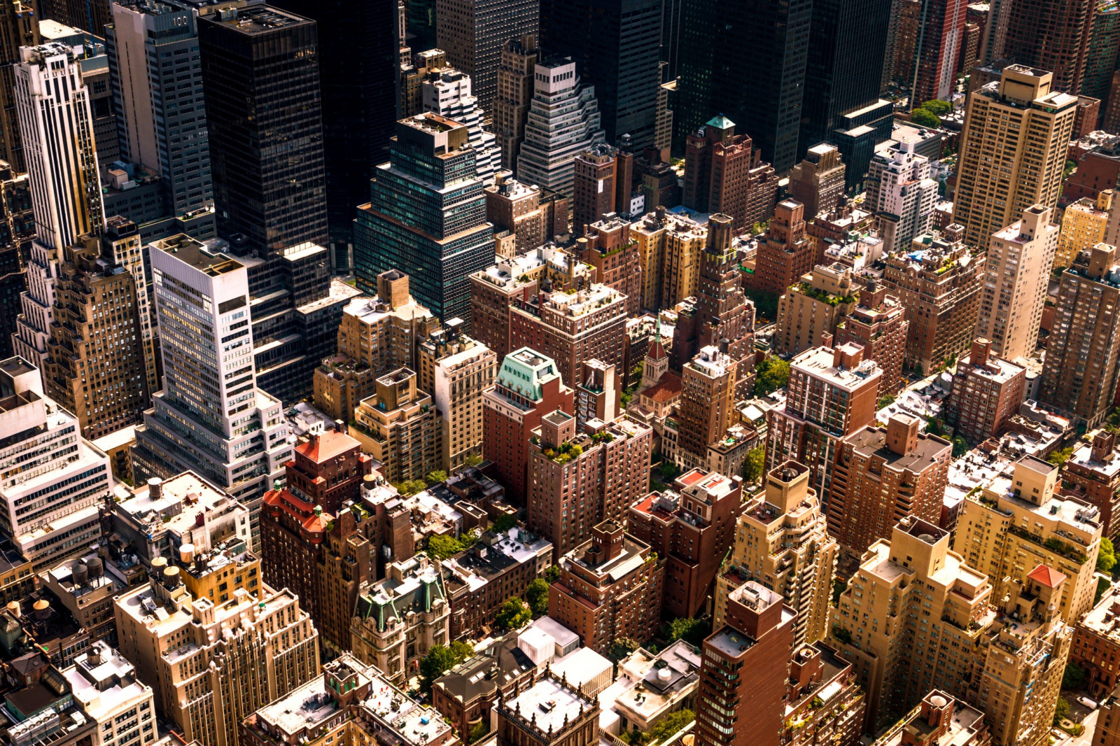 alberi, città, strada, paesaggio urbano, architettura, costruzione, orizzonte, grattacielo, New York City, Stati Uniti d'America, tetti, vista a volo d'uccello, metropoli, centro, area urbana, area metropolitana, insediamento umano, Quartiere, Zona residenziale, fotografia aerea
