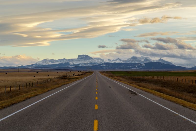 silnice, nebe, Dálnice, mrak, vysočina, horizont