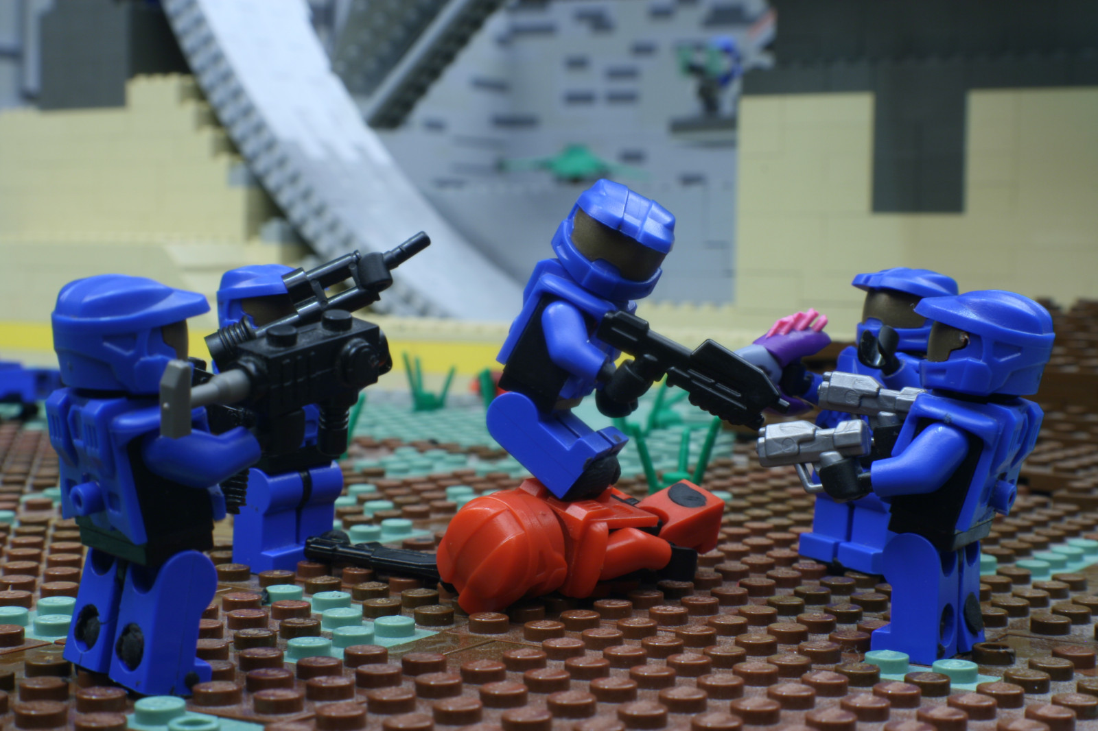 Wallpaper robot, battle, blue, LEGO, team, Halo, Toy, Brick, games