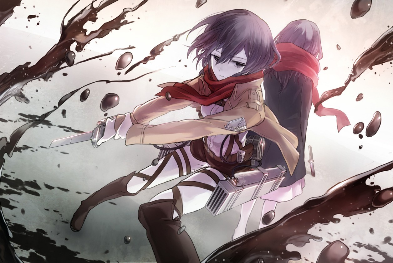 rysunek, ilustracja, Anime, rysunek, Shingeki no Kyojin, Mikasa Ackerman, naszkicować, Mangaka