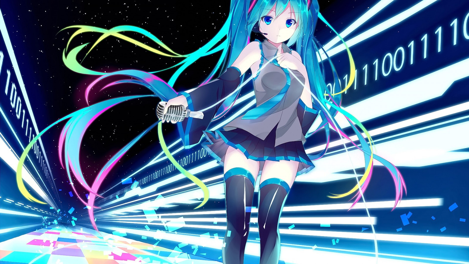 ilustrace, anime, anime dívky, punčochy, Vocaloid, Hatsune Miku