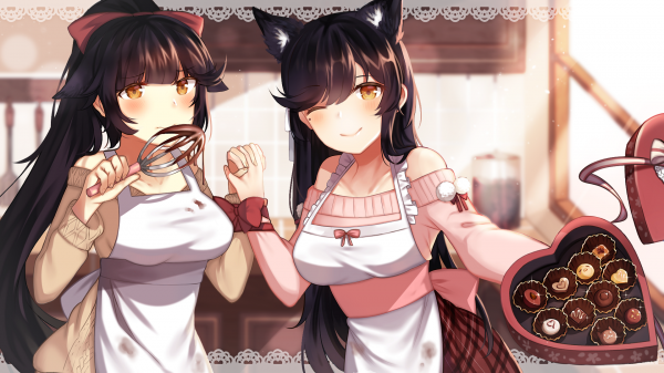 anime, anime girls, Azur Lane, Takao Azur Lane, Atago Azur Lane, ponytail