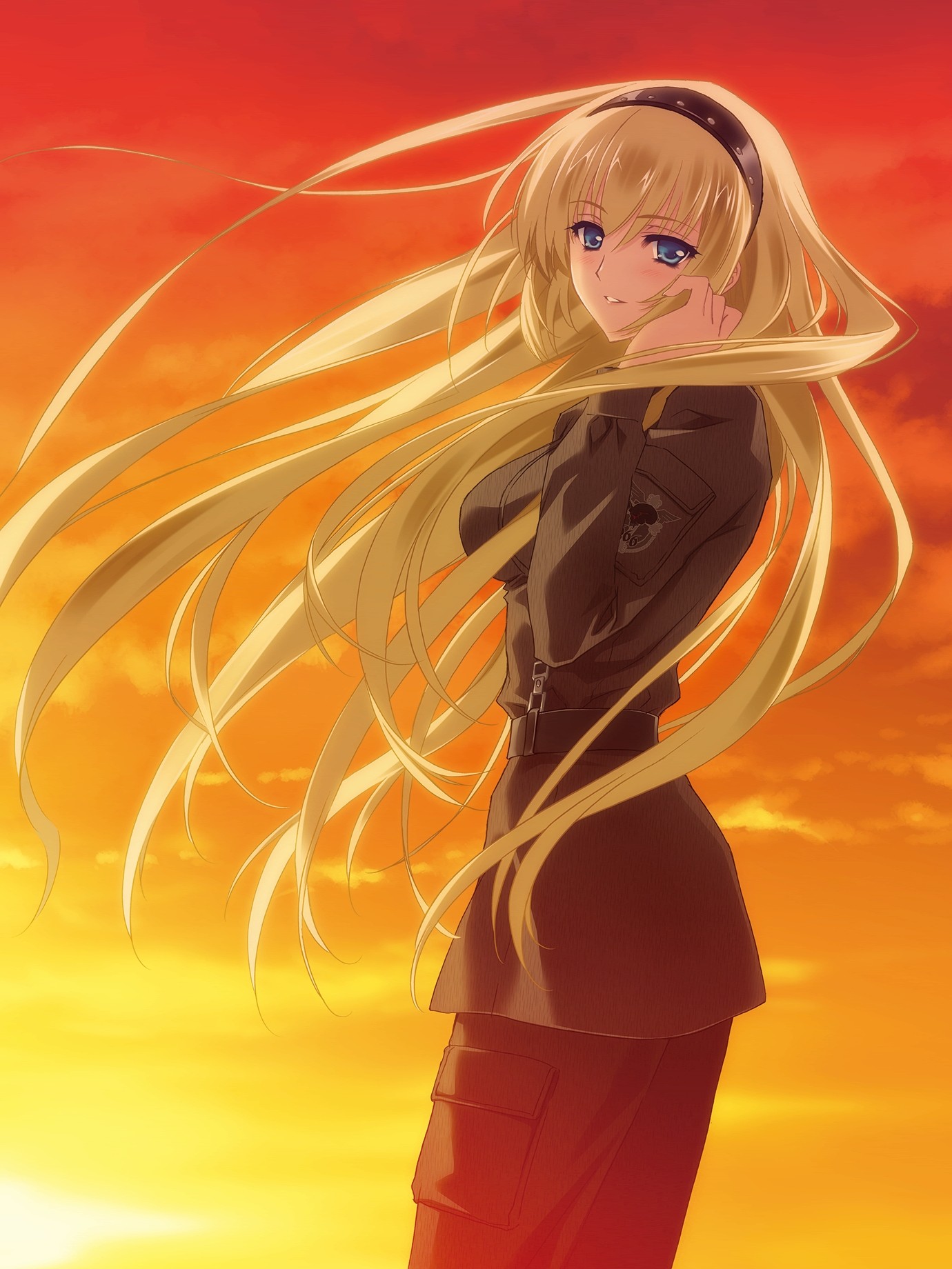 Get Wallpaper Wallpaper Illustration Blonde Long Hair Anime Girls Blue For iPhone