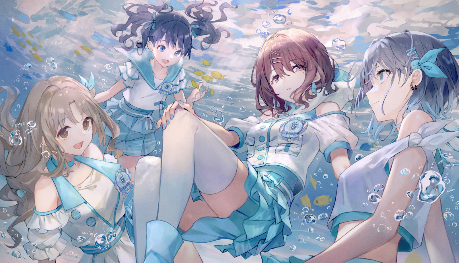 kreslená pohádka, účes, paže, mimika, pusa, blankyt, modrý, Lidské tělo, gesto, UMĚNÍ, černé vlasy, cg artwork, dlouhé vlasy, fiktivní postava, šťastný, ilustrace, petrolejově modrá, beletrie, animace, hime cut, Animated cartoon, anime, umělecká díla, grafika, dolní končetina, stehno, malování, nebe