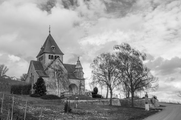 landscape,sky,monochrome,building,house,village
