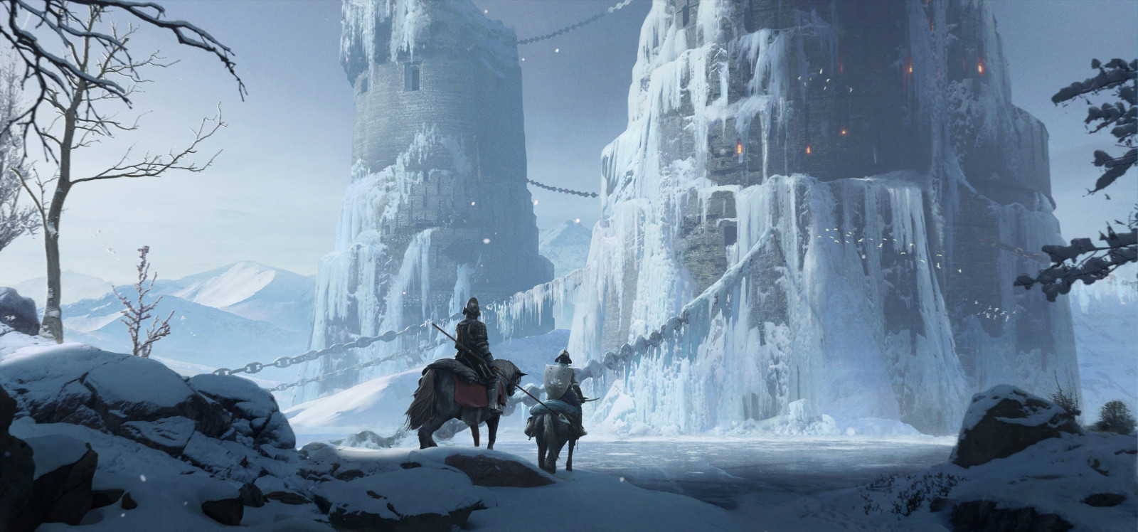 Snow Knight Rider Wallpaper : artwork, digital art, snow, knight 3000x1404 - jrmnt ...