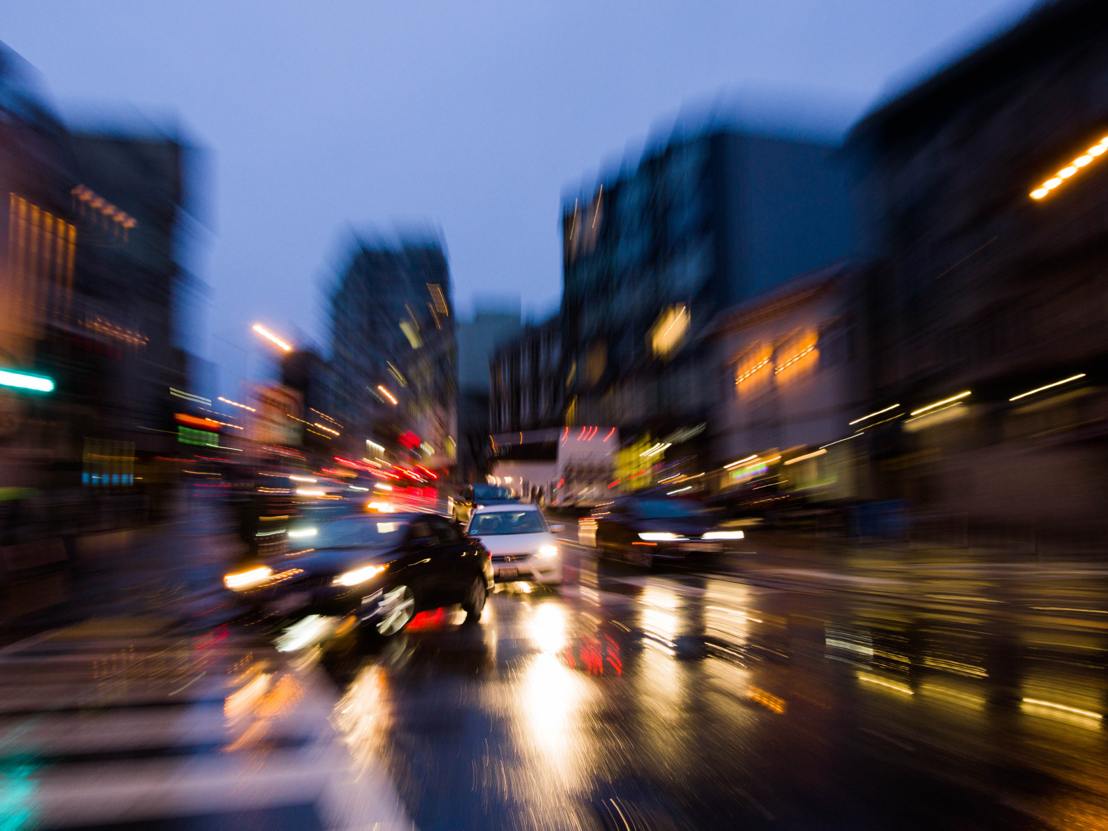 San, Francisco, ca, sfo, lcal, lokal, aften, besøg, regnfuld, dag, ligfhts, farver, farverig, skønhed, Polk, st, californiua, hjørne, Xiaomi, yi, kamera, mirrorless, zoom, sløring, effekt, zoomblur