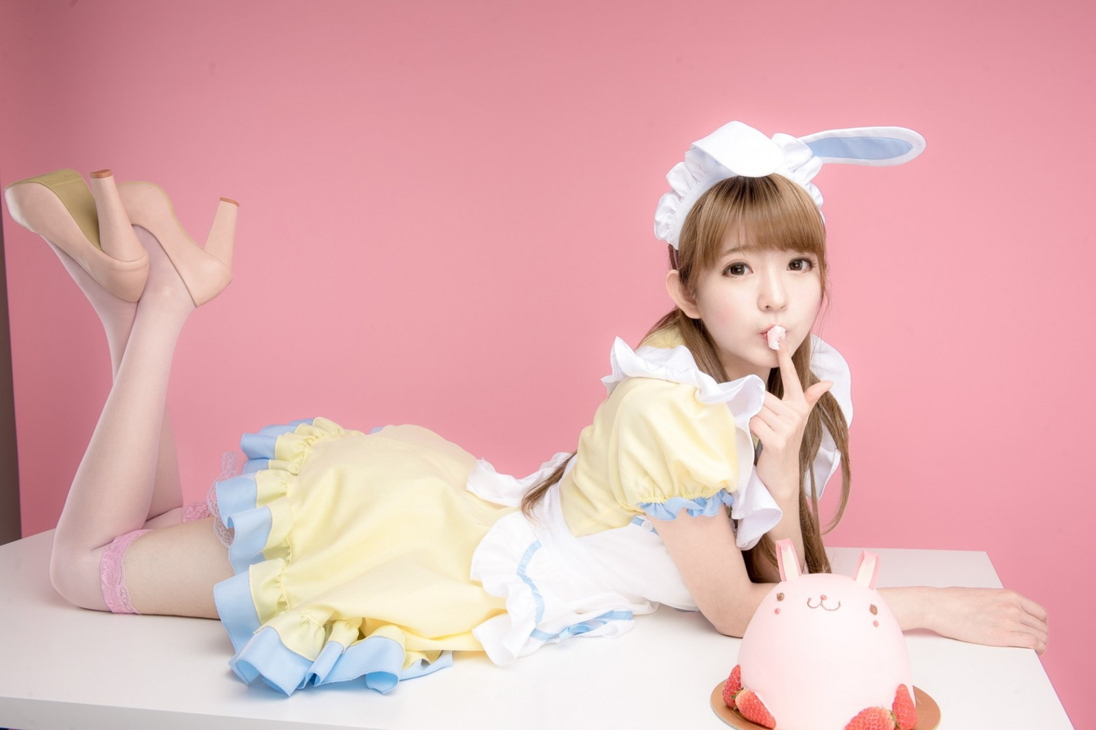 ženy, cosplay, model, anime, korejština, Hračka, růžový, oblečení, hrát si, Yurisa Chan, dítě, kostým, batole