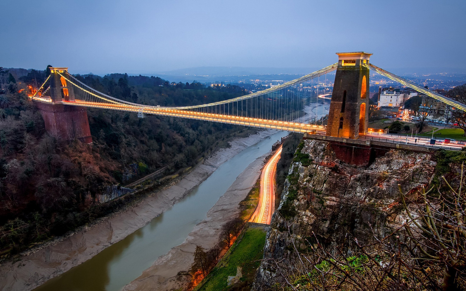 Reflection Bridge Wallpaper : reflection, river, suspension bridge, transport, 1920x1200 ...