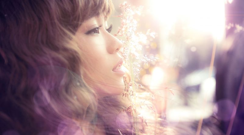 slunečnímu záření, ženy, portrét, asijský, tvář, fotografování