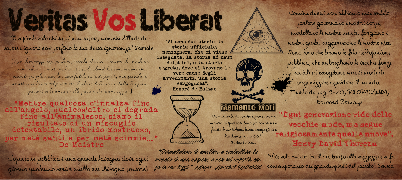 Itálie, mouse pad, spiknutí, Illuminati, lebky a kosti, citát, Seneca, Socrates, propaganda