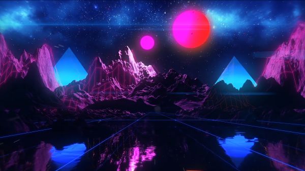 digital art, artwork, mountains, landscape, planet, concept art