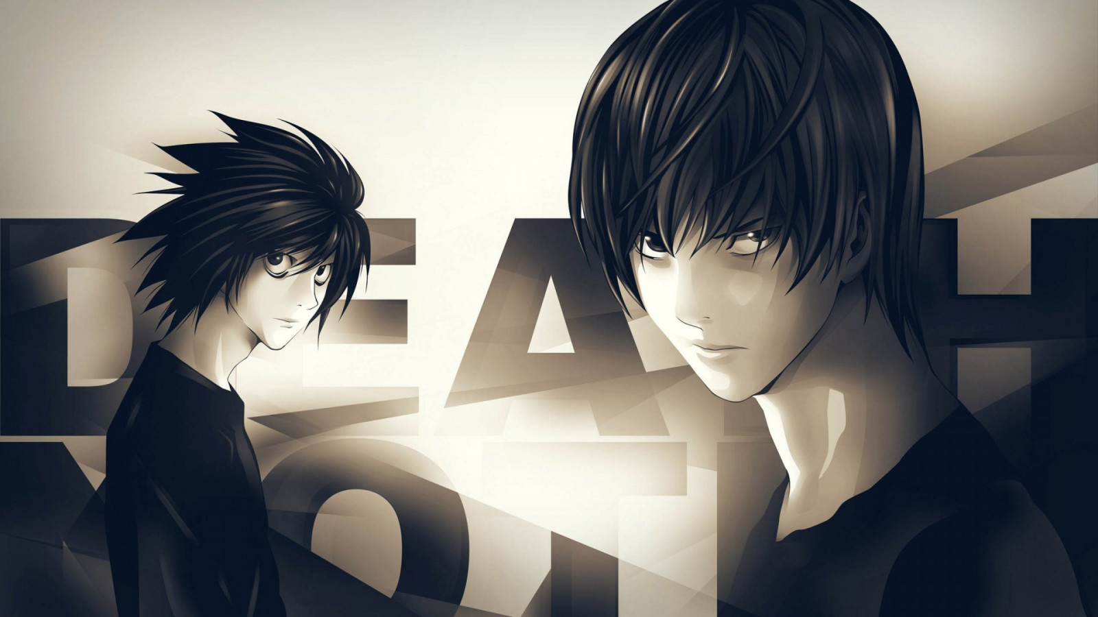 Černá, dlouhé vlasy, anime, černé vlasy, Death Note, Lawliet L, chladný, dívka, člověk, tma, momentka, Snímek obrazovky, grafika, 1920x1080 px, počítač tapeta, hnědé vlasy, člověk barva vlasů, mangaka, hime cut, Světlo Yagami, cg artwork