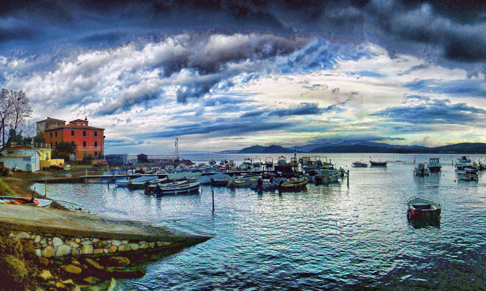 vinter, Italien, marinemaleri, storm, Toscana, Piombino, Baratti